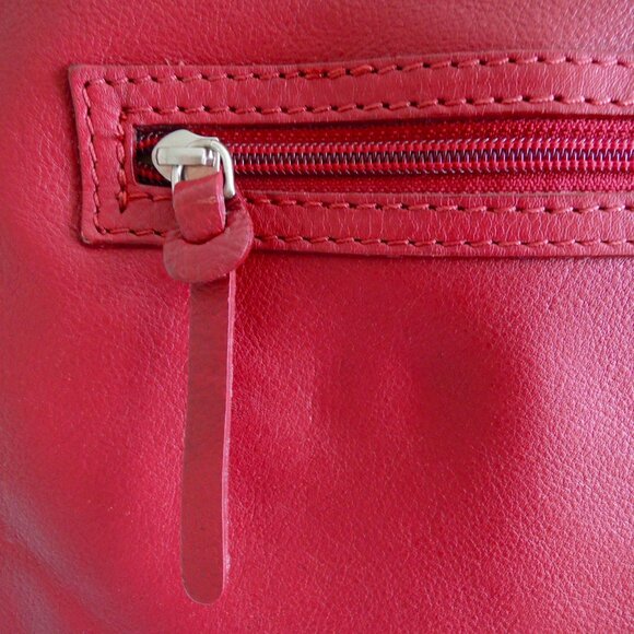 Cristian Red Italian Leather Shoulder Bag Satchel - Picture 4 of 14